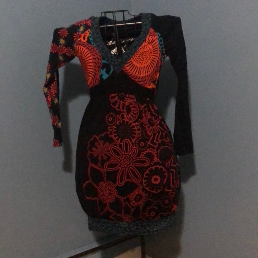 Desiguel black cotton print dress